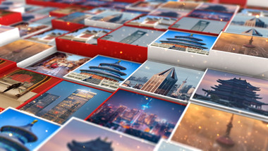 震撼的图片方块党政片头ae模板