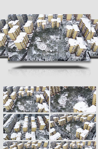 大气城市住宅小区冬天雪景航拍图片