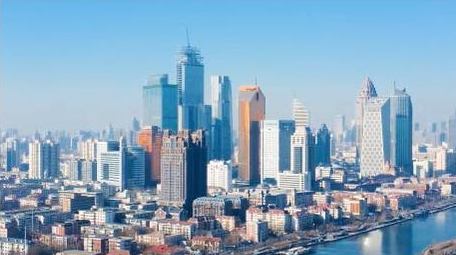 天津城市地标河西CBD航拍4K