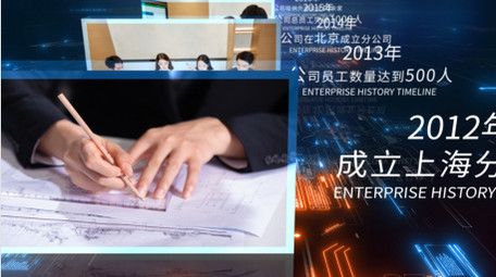 企业发展时间轴HUD商务图文AE模板