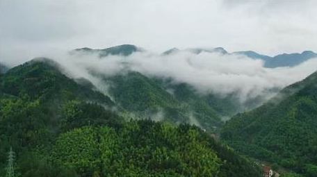 自然清新安吉莫干山云海实拍航拍
