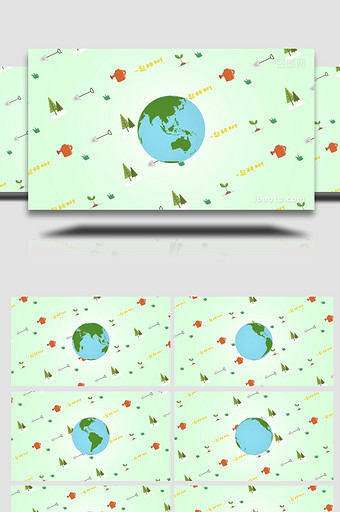 植树节旋转地球环保生态绿可爱循环背景视频图片