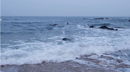 沙滩海岸礁石浪花波浪大海海洋自然海洋实拍