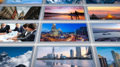 简约风浅色企业LOGO多图汇聚AE模板