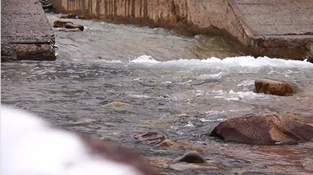 春天生机勃勃冰雪融化河流湍急高清实拍