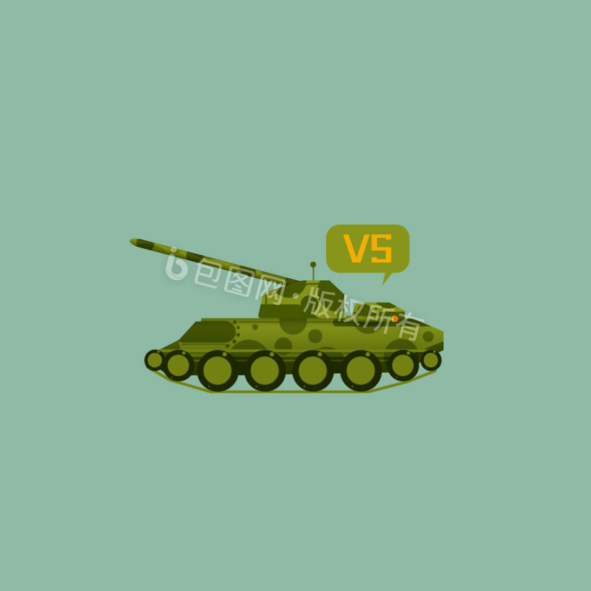军绿色扁平坦克图标动效动图GIF图片