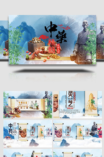 水墨中国中药文化宣传图文展示AE模板图片