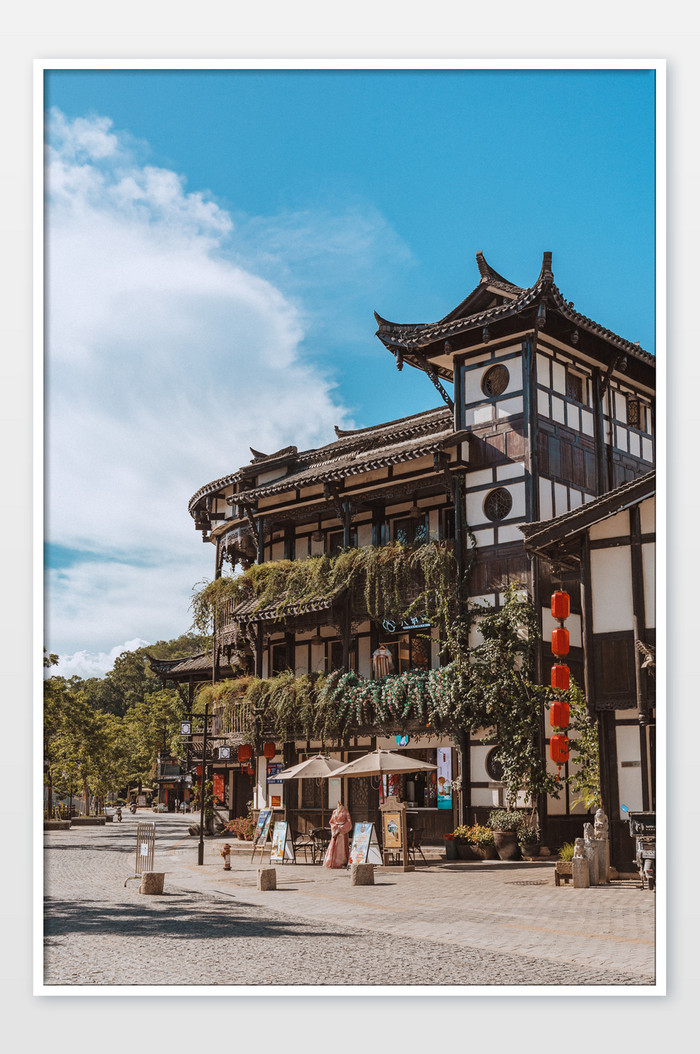中式传统建筑旅游风光客家小镇摄影图