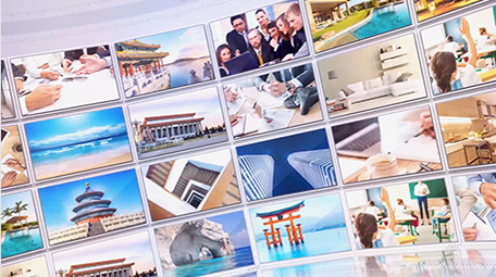 大气明亮三维企业照片墙多图展示AE模板