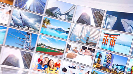 大气明亮三维企业照片墙多图展示AE模板