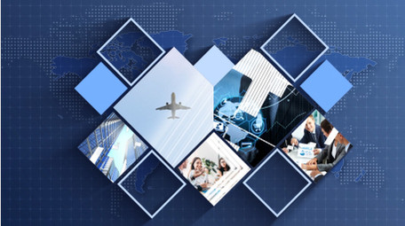 蓝色粒子商务科技图文数据AE模板