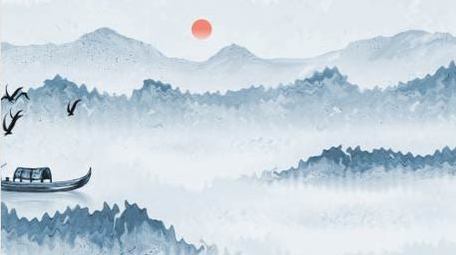 中国风水墨古风山水画背景视频