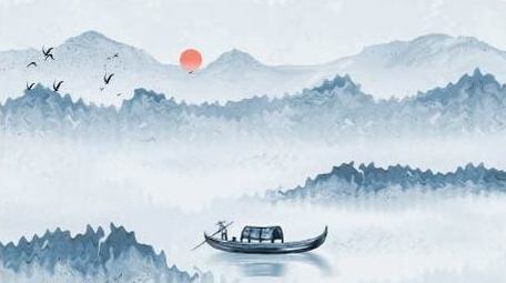 中国风水墨古风山水画背景视频