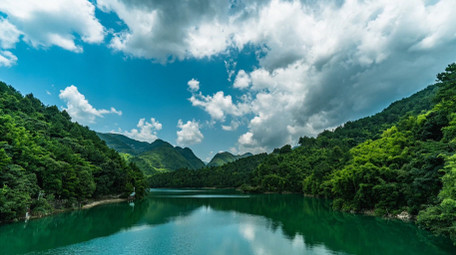 自然唯美夏季山水风光蓝天白云延时