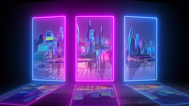 赛博朋克嘻哈霓虹风广告宣传图文模板