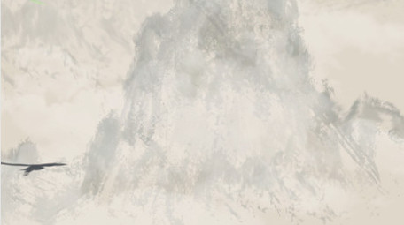 竹叶飘落复古意境中国风远山背景视频