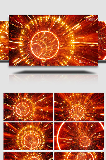 红色火热发光圆圈隧道穿梭特效循环视频素材图片
