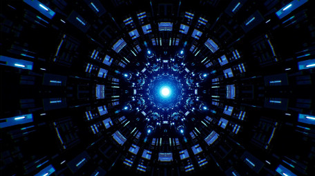 炫酷蓝色科幻隧道穿梭动态循环4K视频素材