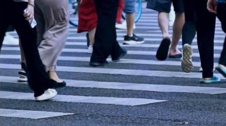 人文生活城市商圈斑马线背影脚步合集