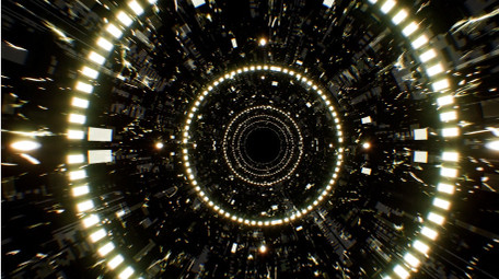 抽象艺术发光圆形电力隧道循环4K视频素材