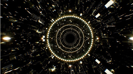 抽象艺术发光圆形电力隧道循环4K视频素材