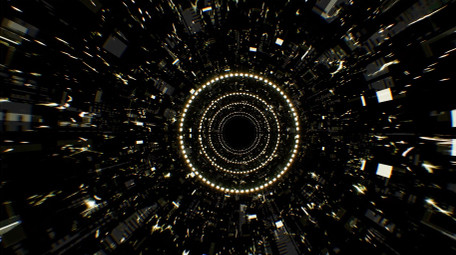 抽象艺术发光圆形电力隧道循环4K视频素材