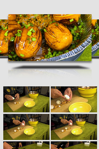 空气炸锅烤鸡蛋4k实拍制作过程图片