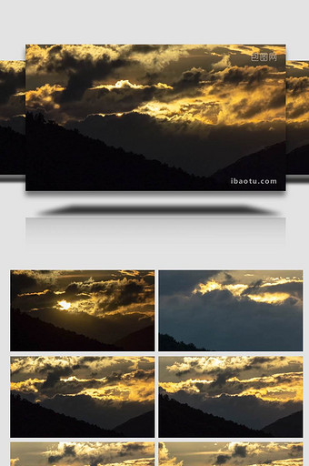 雨后太阳日落西山云层翻滚流动延时实拍4k图片