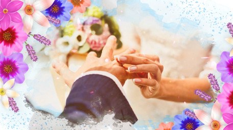 春天花卉水墨晕染婚礼照片写真相册AE模板