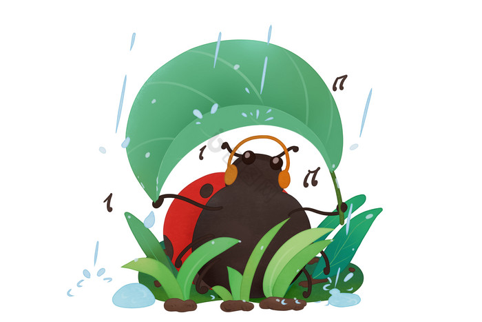 听音乐七星瓢虫叶子挡雨惊蛰