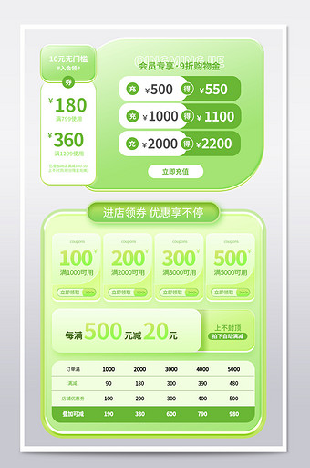 绿色清新清明节优惠券组综合模板设计素材图片