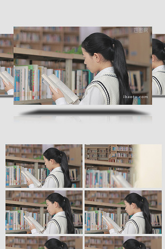 人物形象学生阅读书籍4K视频图片