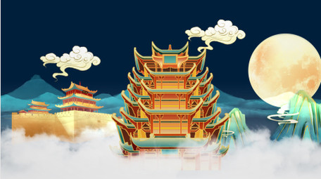 复古风蓝色国潮背景视频AE模板