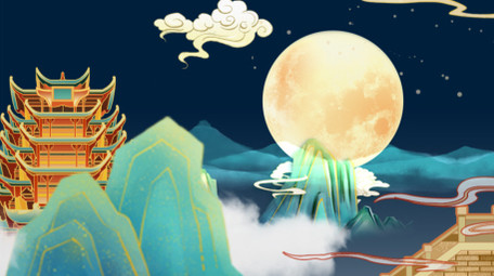 复古风蓝色国潮背景视频AE模板