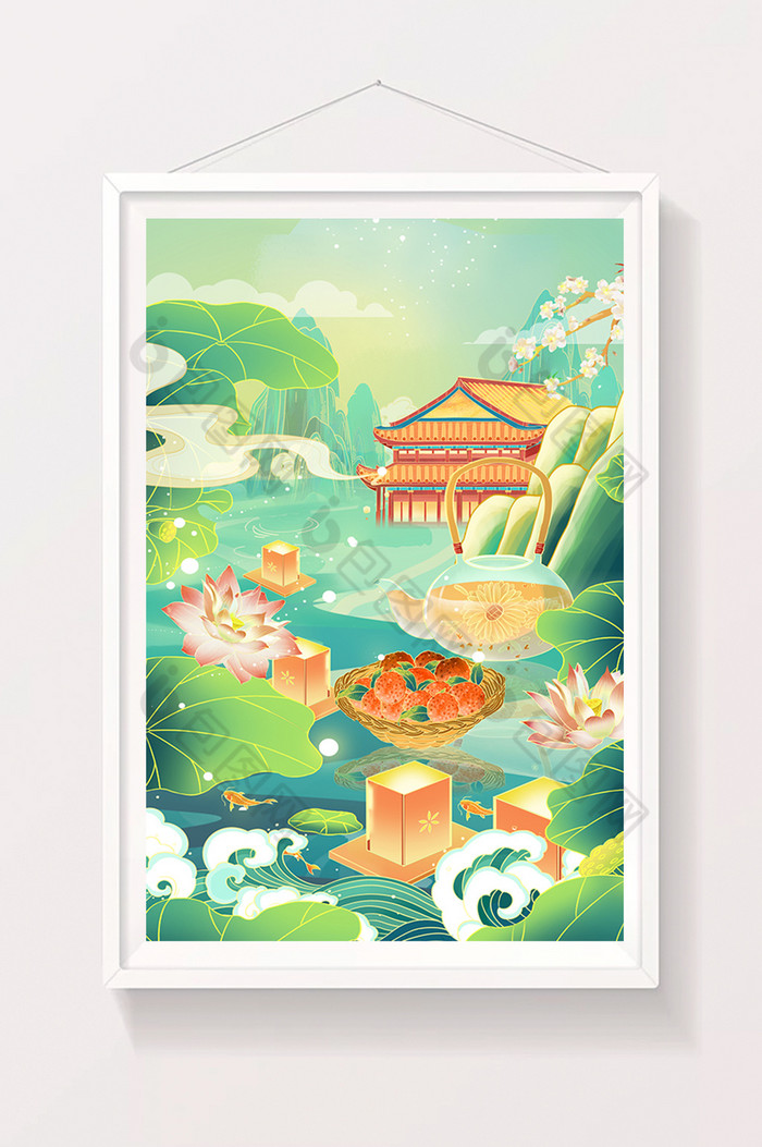 夏天处暑景建筑插画图片图片