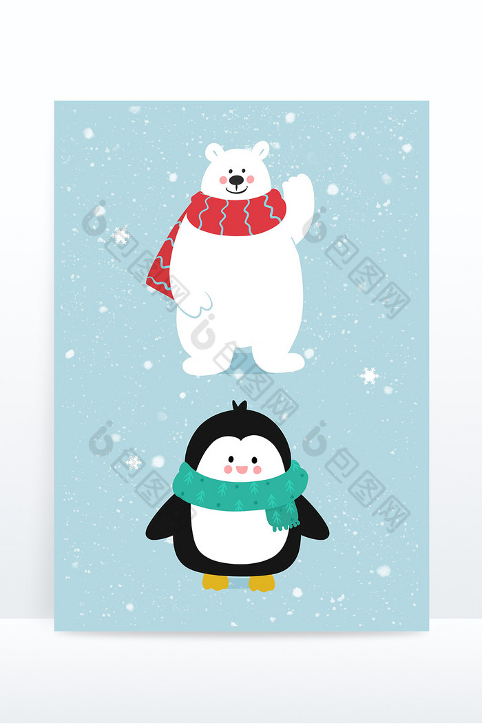 冬季动物小熊企鹅带围巾围脖图片图片