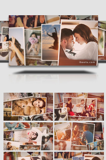 家庭温暖回忆照片墙相册展示动画AE模板图片