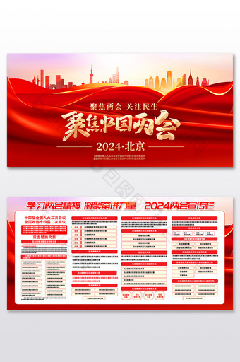 聚焦2024中国两会宣传展板图片