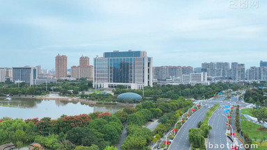 泰州地标靖江市政府大楼4K航拍