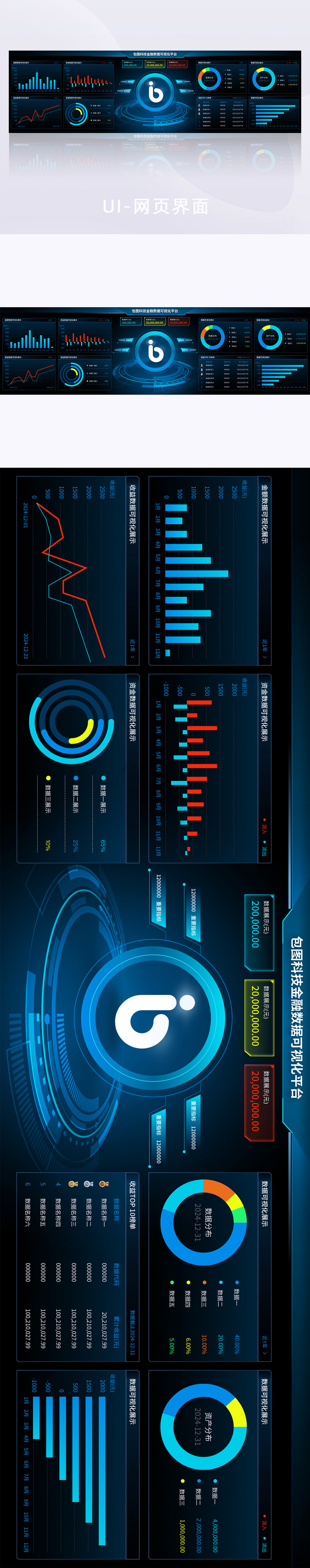 科技感炫酷金融可视化超级大屏系统界面