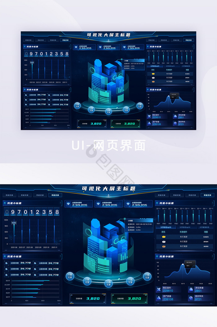 深色智慧政务数据可视化大屏