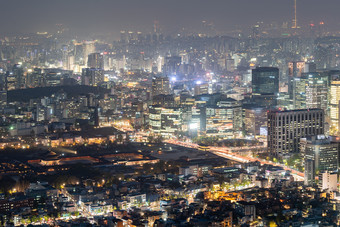 首尔城市夜景摄影图