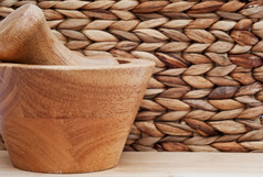 木质木碗容器摄影图