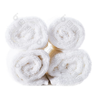 白色洗浴毛巾摄影图
