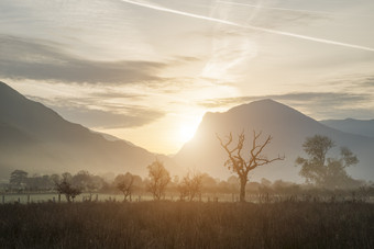 山水画风景画湖crummock