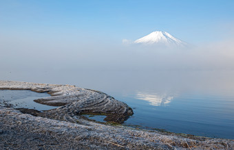 富士山和云雾摄影图