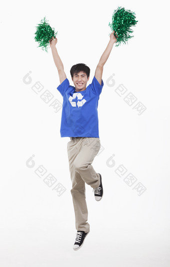 跳啦啦操的男孩摄影图