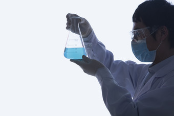 化学科学实验室科学家蓝色液体研究<strong>烧杯</strong>