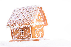 浅色调圣诞小房子摄影图