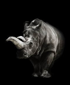 黑白风格犀牛摄影图